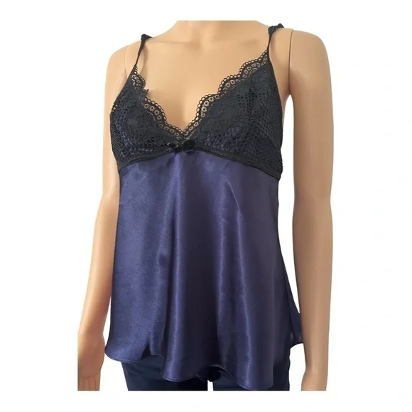 LINEA Donatella lace dark purple lingerie adjustable spaghetti strap bow Women M - Picture 8 of 15